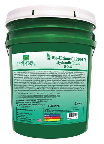 5 gal Bio-Ultimax 1200LT Low Temperature Hydraulic Fluid Pail