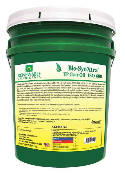 5 gal Bio-SynXtra Gear Oil Pail 680 ISO Viscosity, Not Specified SAE