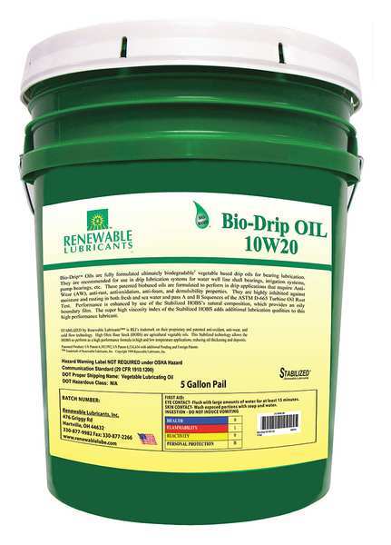 Drill Oil, Pail, Yellow, 10W-20, 5 gal.