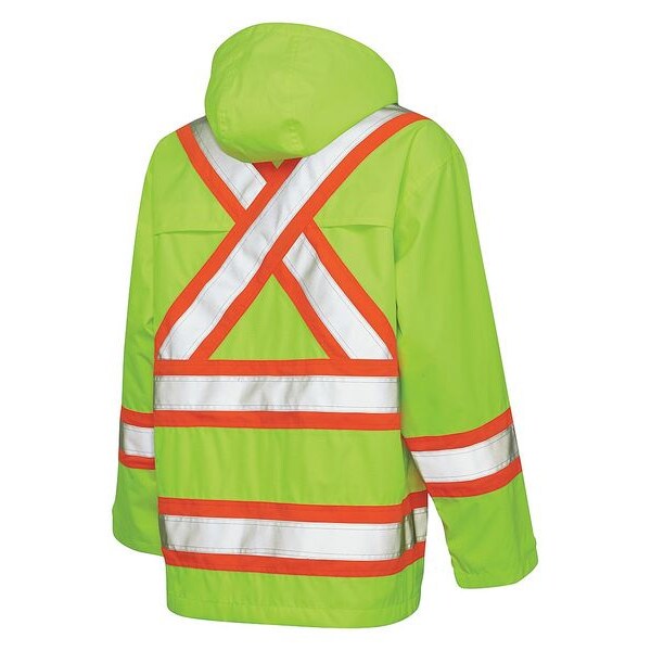 Rain Jacket with Hood, Hi-Vis Orng, M
