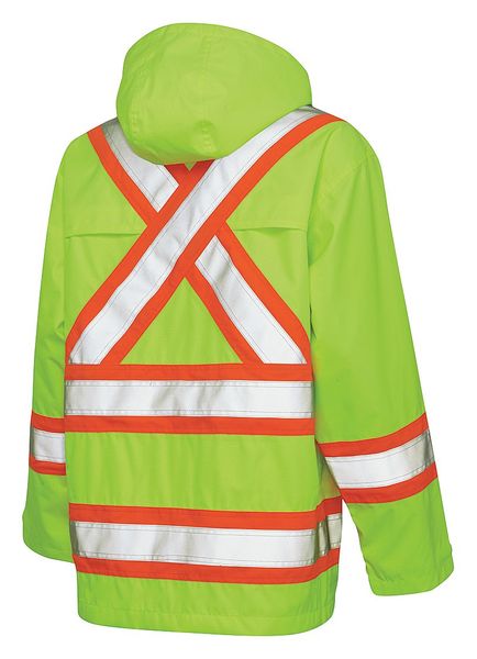 Rain Jacket with Hood, Hi-Vis Orng, L