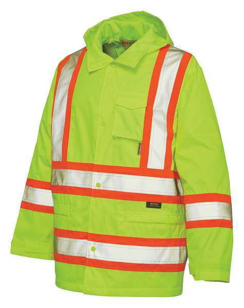 Rain Jacket with Hood, Hi-Vis Yellow/Green, L