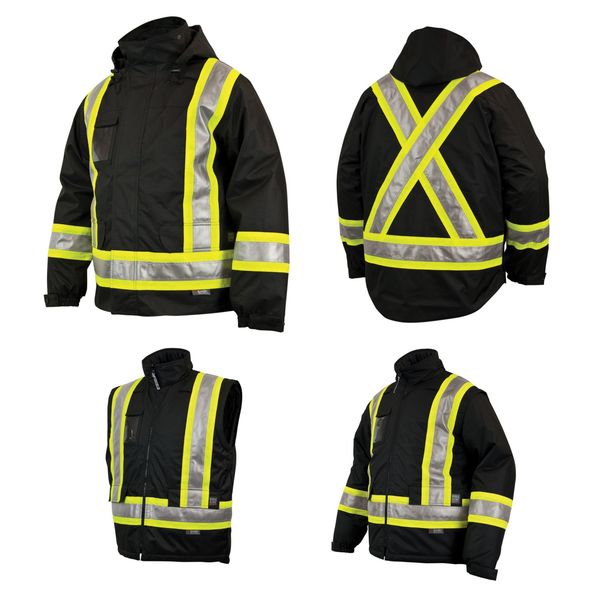 Men's Black Polyester 5-in-one Parka size S