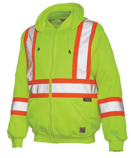 4XL Hi-Vis Hooded Sweatshirt, Yellow/Green
