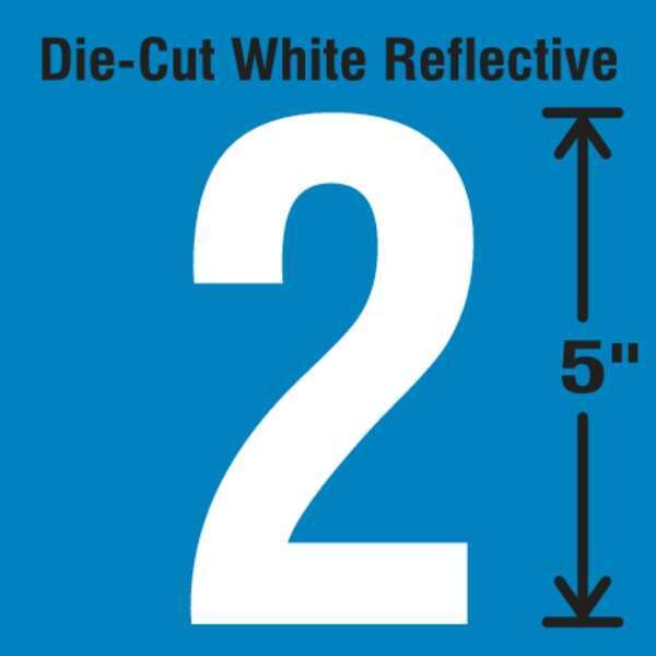 Die-Cut Reflective Number Label, 2, PK5