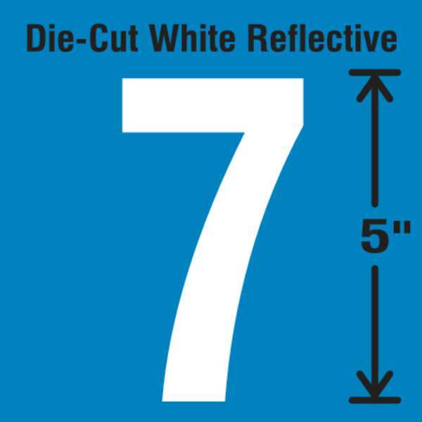 Die-Cut Reflective Number Label, 7, PK5