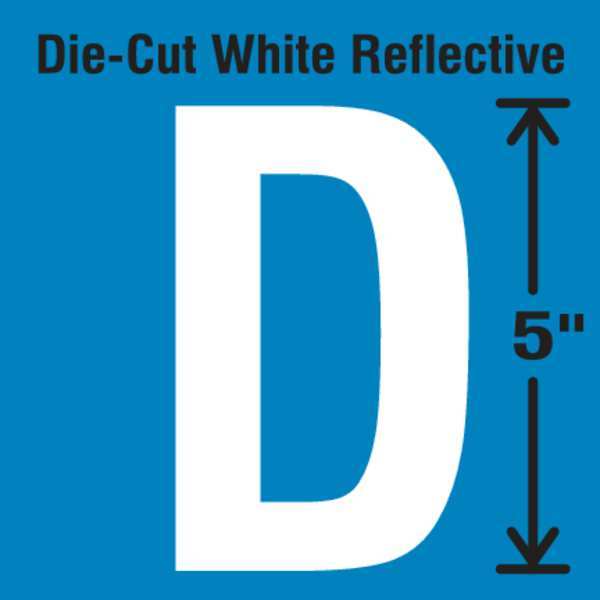 Die-Cut Reflective Letter Label, D, PK5