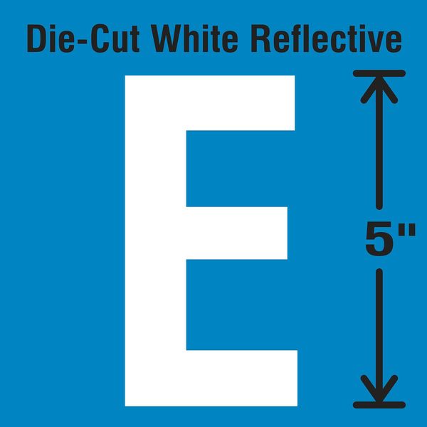 Die-Cut Reflective Letter Label, E, PK5