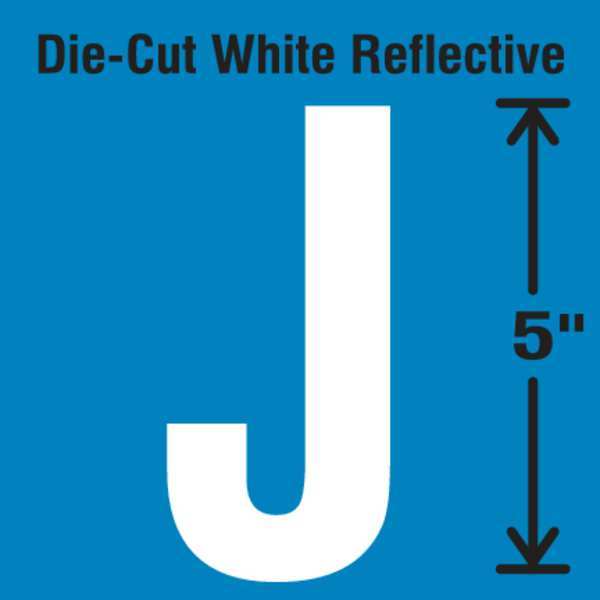 Die-Cut Reflective Letter Label, J, PK5