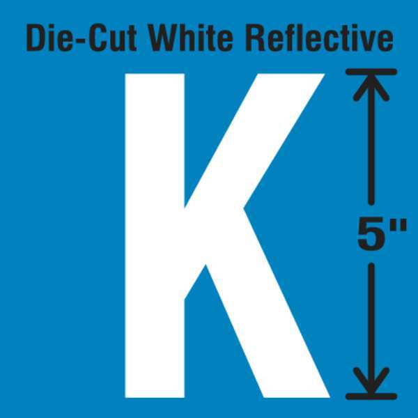Die-Cut Reflective Letter Label, K, PK5