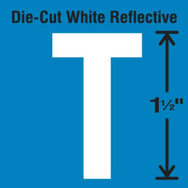 Die-Cut Reflective Letter Label, T, PK5
