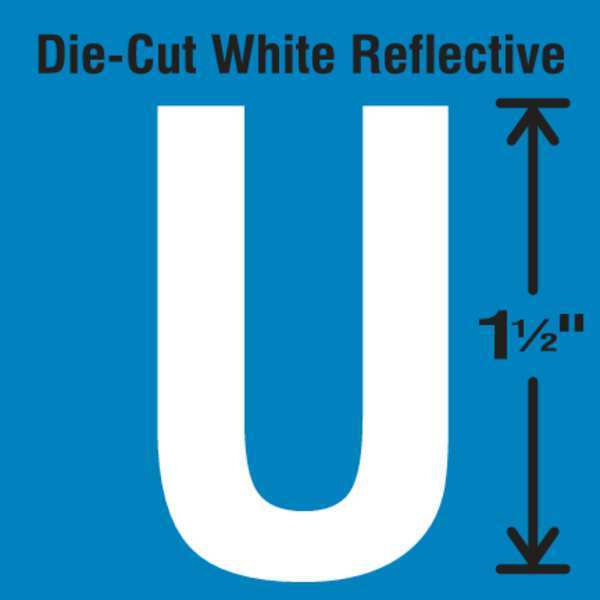 Die-Cut Reflective Letter Label, U, PK5