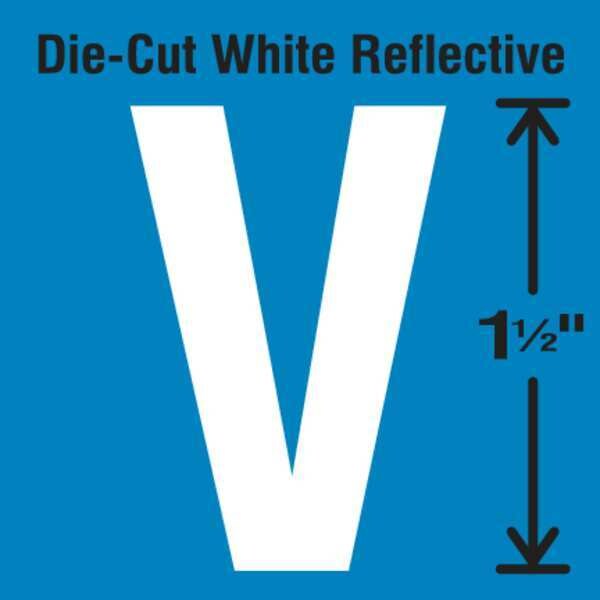 Die-Cut Reflective Letter Label, V, PK5