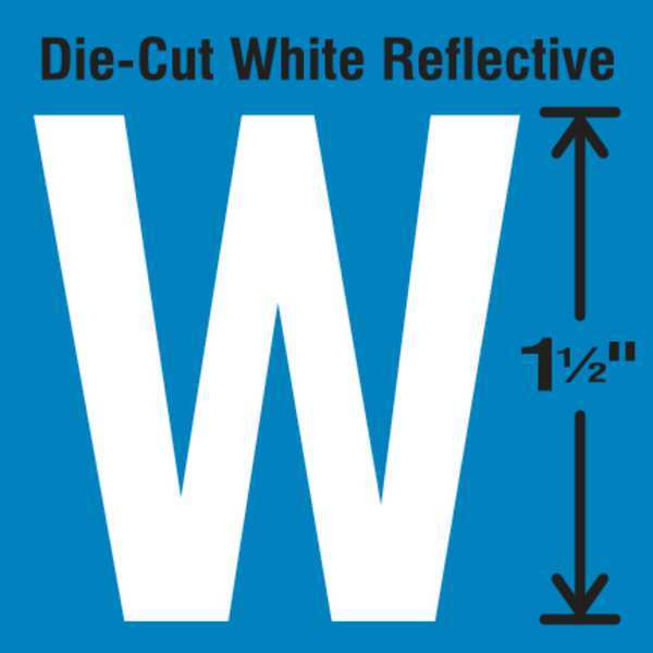 Die-Cut Reflective Letter Label, W, PK5