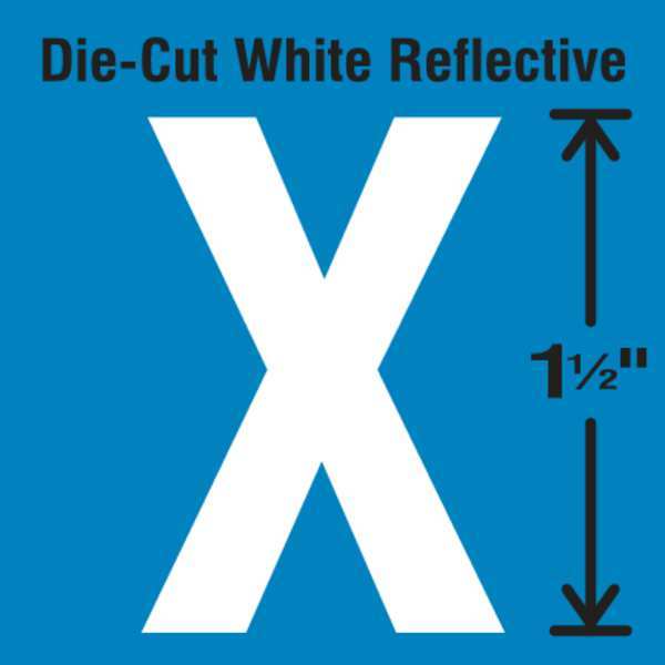 Die-Cut Reflective Letter Label, X, PK5
