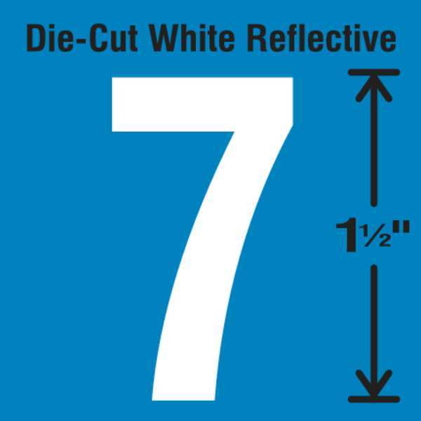 Die-Cut Reflective Number Label, 7, PK5