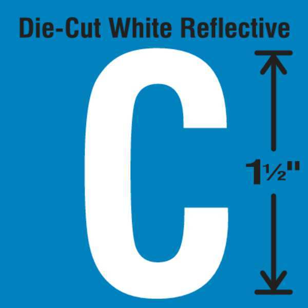Die-Cut Reflective Letter Label, C, PK5