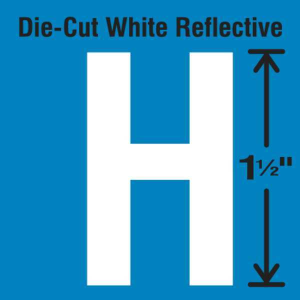 Die-Cut Reflective Letter Label, H, PK5