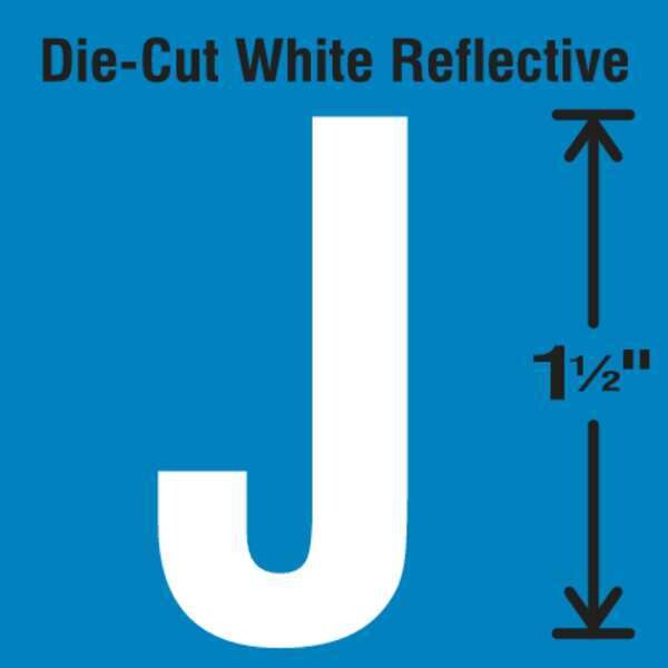 Die-Cut Reflective Letter Label, J, PK5