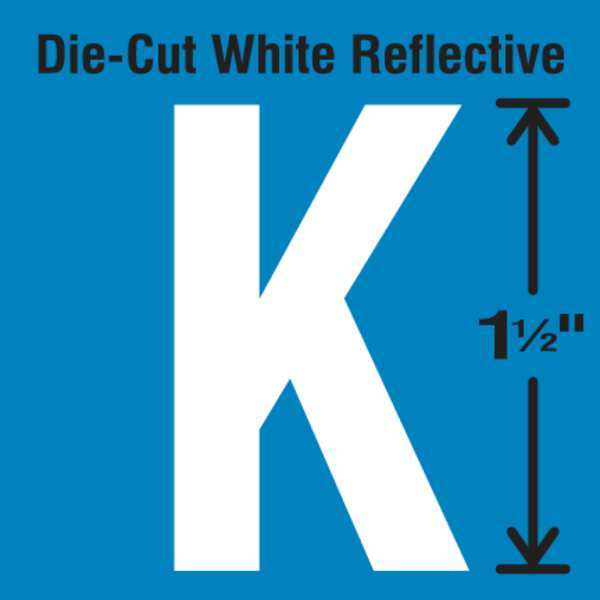 Die-Cut Reflective Letter Label, K, PK5