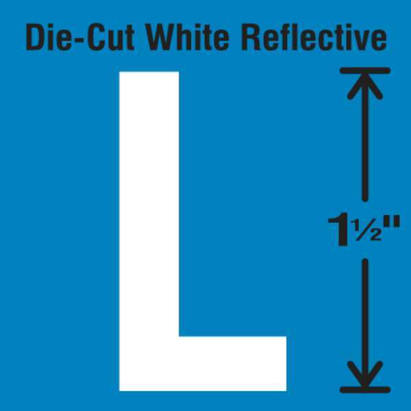 Die-Cut Reflective Letter Label, L, PK5