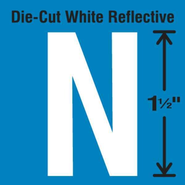 Die-Cut Reflective Letter Label, N, PK5