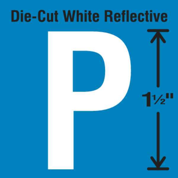 Die-Cut Reflective Letter Label, P, PK5
