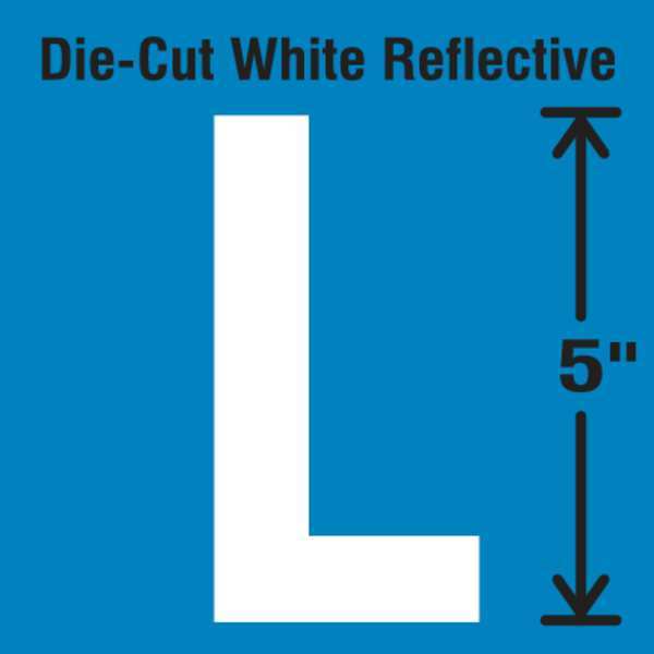Die-Cut Reflective Letter Label, L, PK5