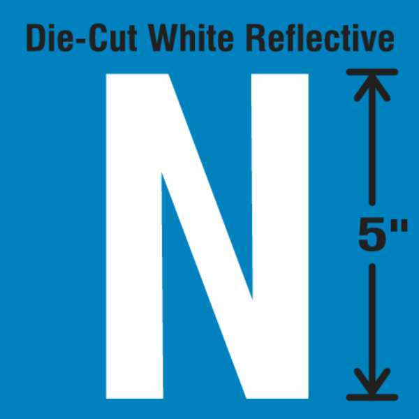 Die-Cut Reflective Letter Label, N, PK5
