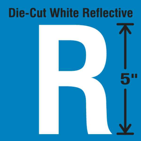 Die-Cut Reflective Letter Label, R, PK5