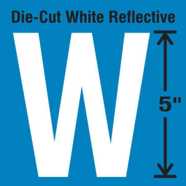 Die-Cut Reflective Letter Label, W, PK5