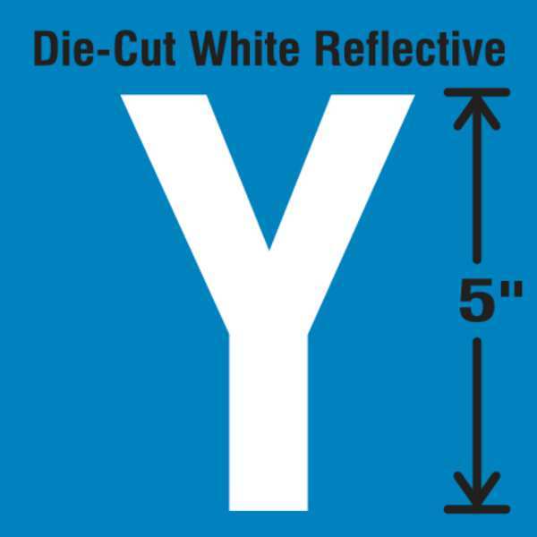 Die-Cut Reflective Letter Label, Y, PK5
