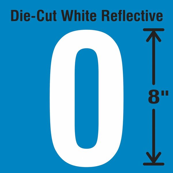 Die-Cut Reflective Number Label, 0