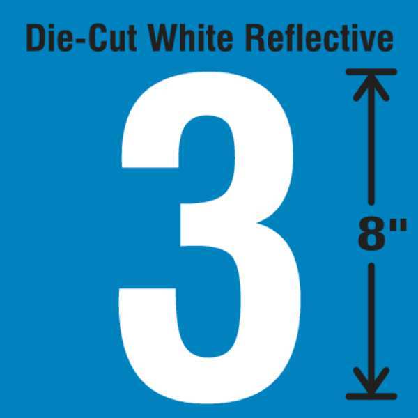Die-Cut Reflective Number Label, 3