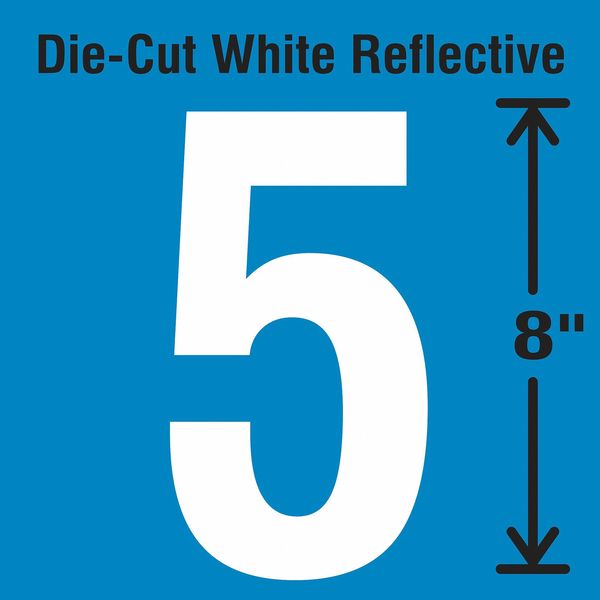 Die-Cut Reflective Number Label, 5