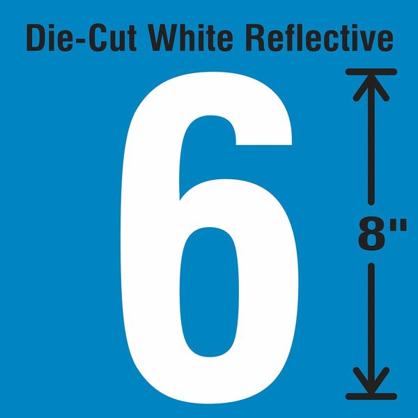 Die-Cut Reflective Number Label, 6