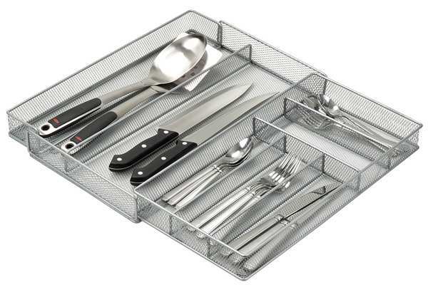 Expandable Cutlery Tray, 7 Compartments, Silver