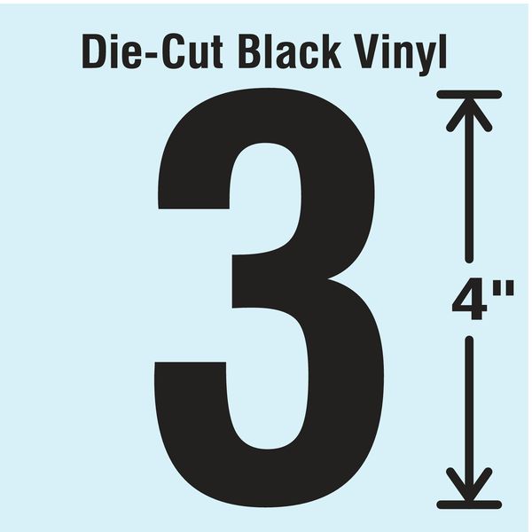 Die Cut Number Label, 3, 10 Cards, PK10