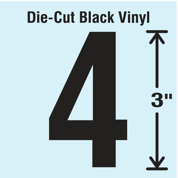 Die Cut Number Label, 4, 10 Cards, PK10