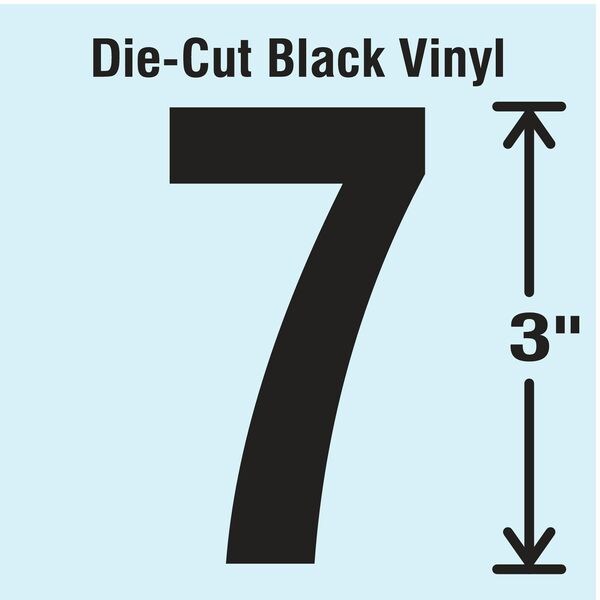 Die Cut Number Label, 7, 10 Cards, PK10