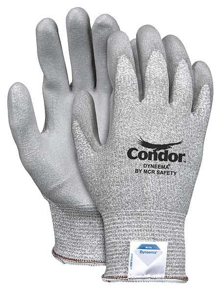 Cut Resistant Coated Gloves, A2 Cut Level, Polyurethane, S, 1 PR