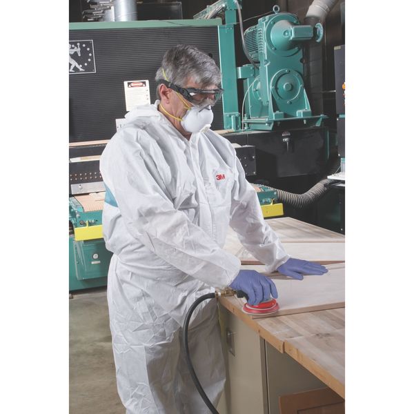 Hooded Disposable Coveralls, White, SMMMS, Zipper