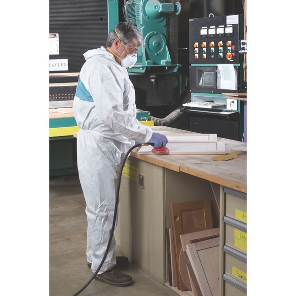 Hooded Disposable Coveralls, White, SMMMS, Zipper