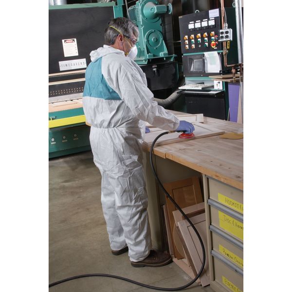 Hooded Disposable Coveralls, White, SMMMS, Zipper