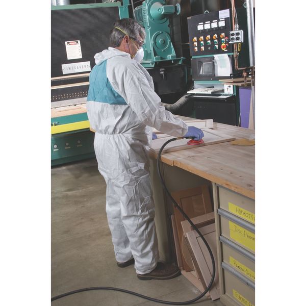 Hooded Disposable Coveralls, White, SMMMS, Zipper