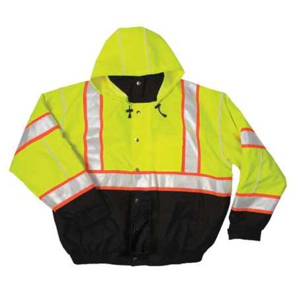 Large Hi -Vis Bomber Jacket, Lime