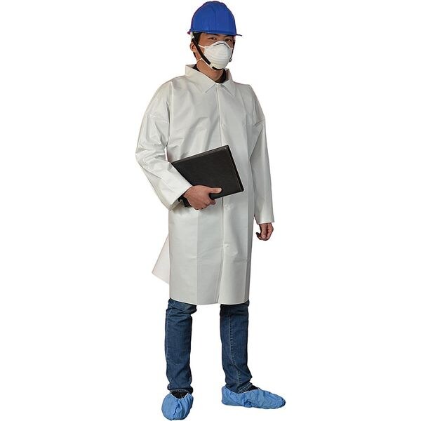 Disposable Lab Coat, Basic Micro, White, L