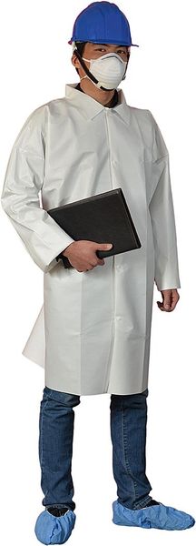 Disposable Lab Coat, Basic Micro, White, M