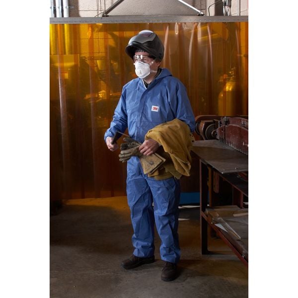 Hooded Disposable Coveralls, 25 PK, Blue, SMMS Polyethylene, Zipper