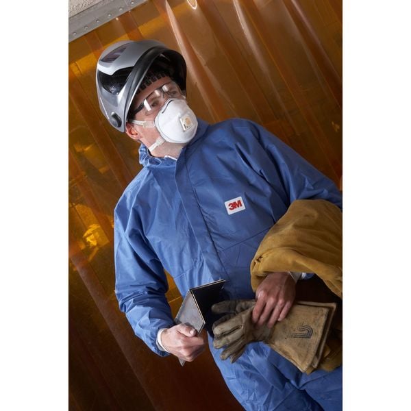 Hooded Disposable Coveralls, 25 PK, Blue, SMMS Polyethylene, Zipper